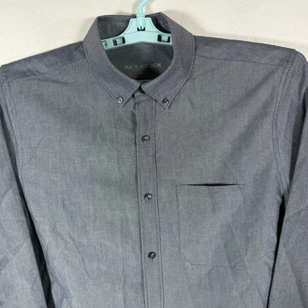 Mack Weldon Shirt Mens Large‎ Blue Button Down Oxford Long Sleeve Pocket